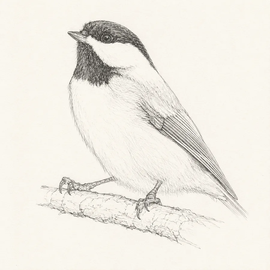 Field sketch of a Black-capped Chickadee