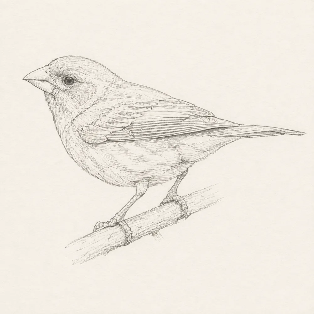 Field sketch of a Purple Finch — New Hampshire's state bird